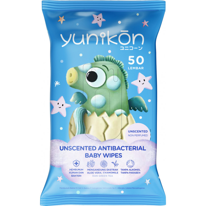 Yunikon Unscented Antibacterial Wipes 50s